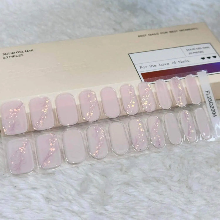 Classy & Timeless Baby Pink Nail Ideas Semi Cured Gel Nail Strips - FL23Q2004 Quinnas