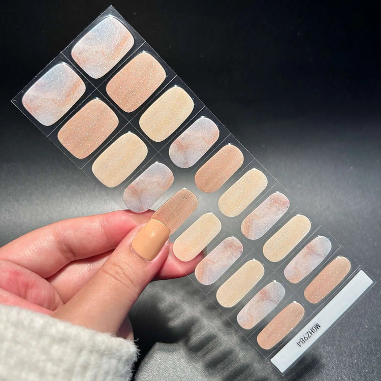 Mix-n-Match Brown Nails Mismatched Nude Marble NailsSemi Cured Gel Nail Strips