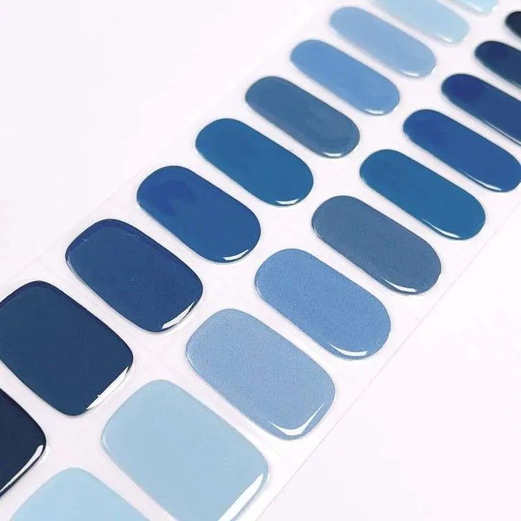 Summer Nail Designs Different Shades Of Blue Nails Semi Cured Gel Nail Strips 020