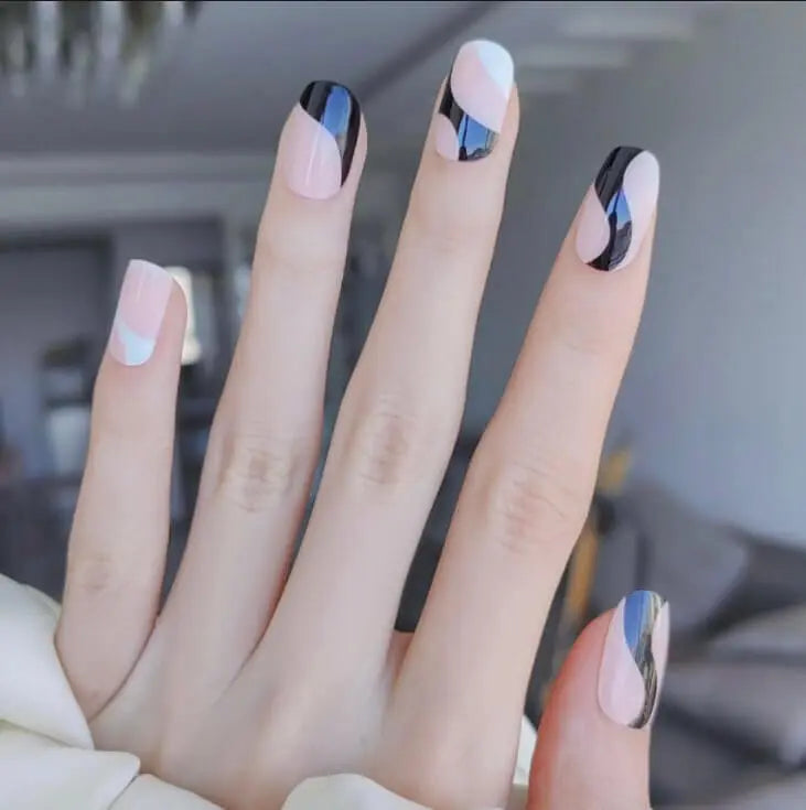 CLASSY MONOTONE ELEGANCE SEMICURED GEL NAIL STICKER - NG200077 Quinnas