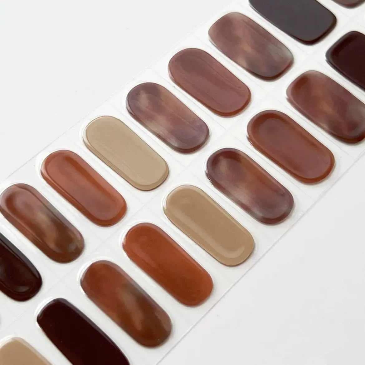 Fall Nail Design Mismatched Modern Brown Nails Semi Cured Gel Nail Strips - NG200016 Quinnas