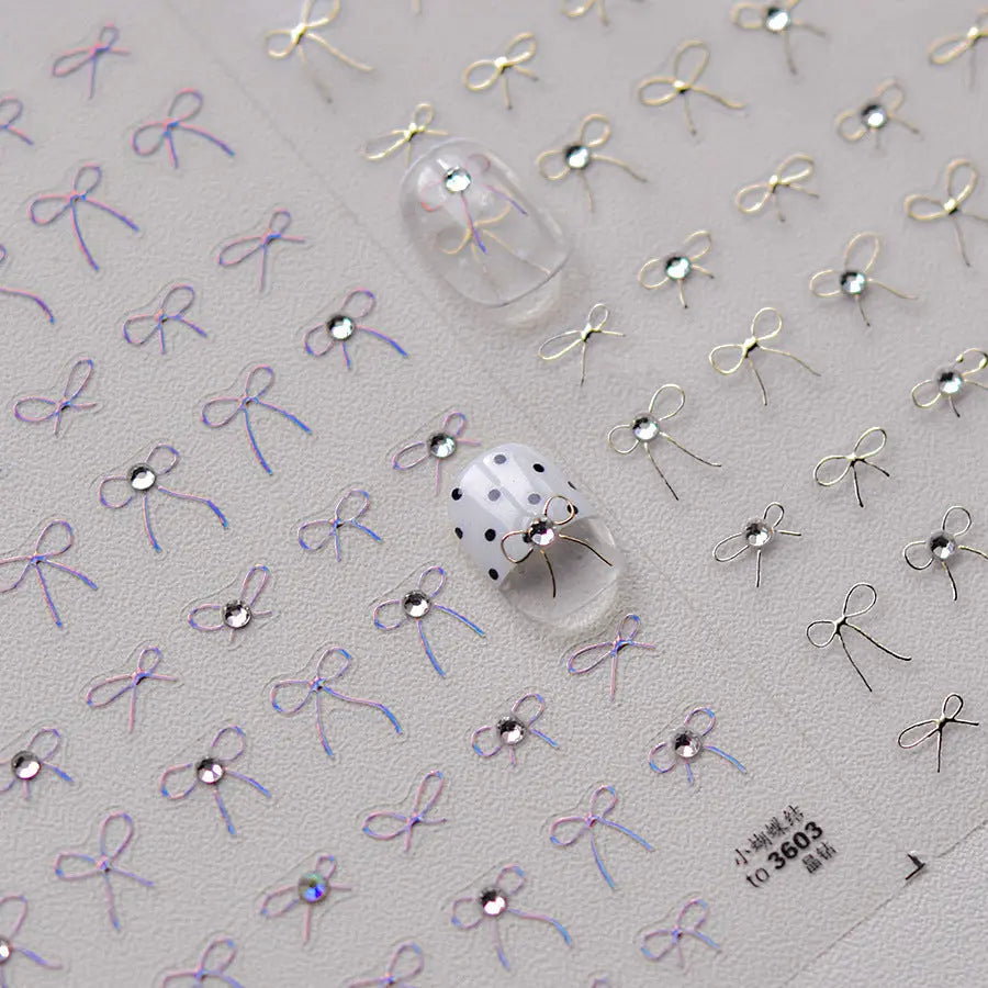5D Nail Art Stickers Bow Nail Art Stickers Nail Decoration Kawaii Bowknot Nail Decoration Decals Accessory Quinnas
