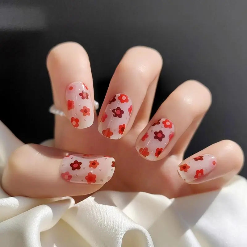 Elegant Flower Nail Designs Summer Floral Manicure Semi Cured Gel Nail Strips - NG200050 Quinnas