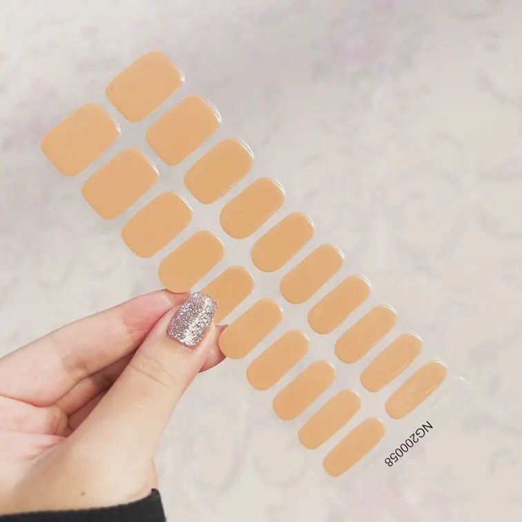 Elegant Cozy Solid Nude Nails Semi Cured Gel Nail Strips - NG200058 Quinnas