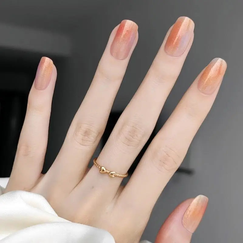 Summer Nail Inspo Ombre Glitter Sunset Nails Semi Cured Gel Nail Strips - NG200082 Quinnas