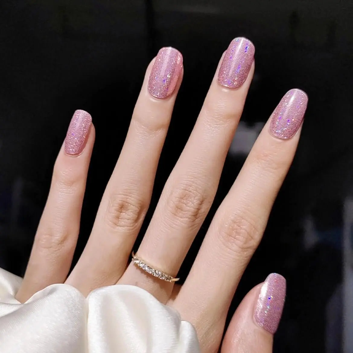 PINK GLITTER SEMICURED UV GEL NAIL STICKERS KIT NG200127 Quinnas