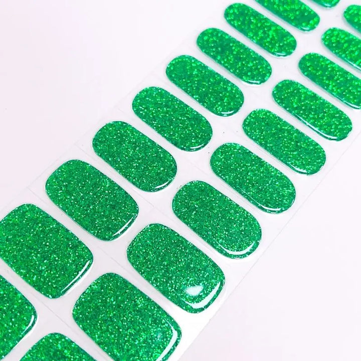 Classic Sparkling Crystal Green Glitter Nails Christmas Nails Semi Cured Gel Nail Strips - NG200152 Quinnas