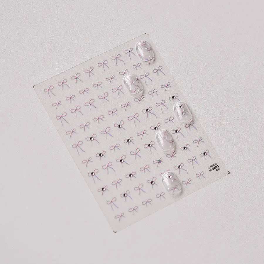 5D Nail Art Stickers Bow Nail Art Stickers Nail Decoration Kawaii Bowknot Nail Decoration Decals Accessory Quinnas