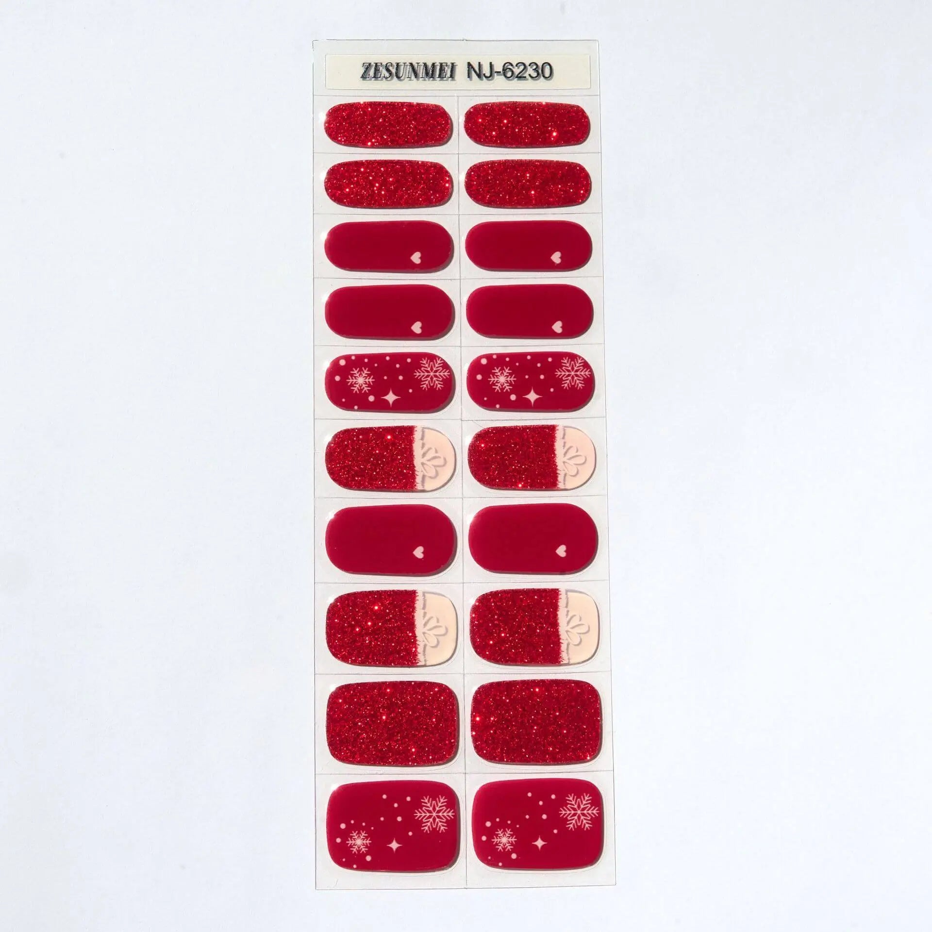 Quinnas Quinnas Classy Christmas nails Semicured Gel Nail Strips, Snowflake Nail Christmas Winter Quinnas