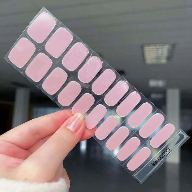 Spring Summer Nails Pearl Chrome Pink Nails Semi Cured Gel Nail Strips - NG200186 Quinnas