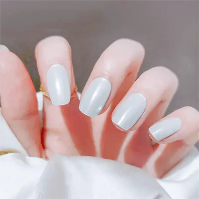 Classic Elegant Chrome White Nails Semi Cured Gel Nail Strips - NG200187 Quinnas