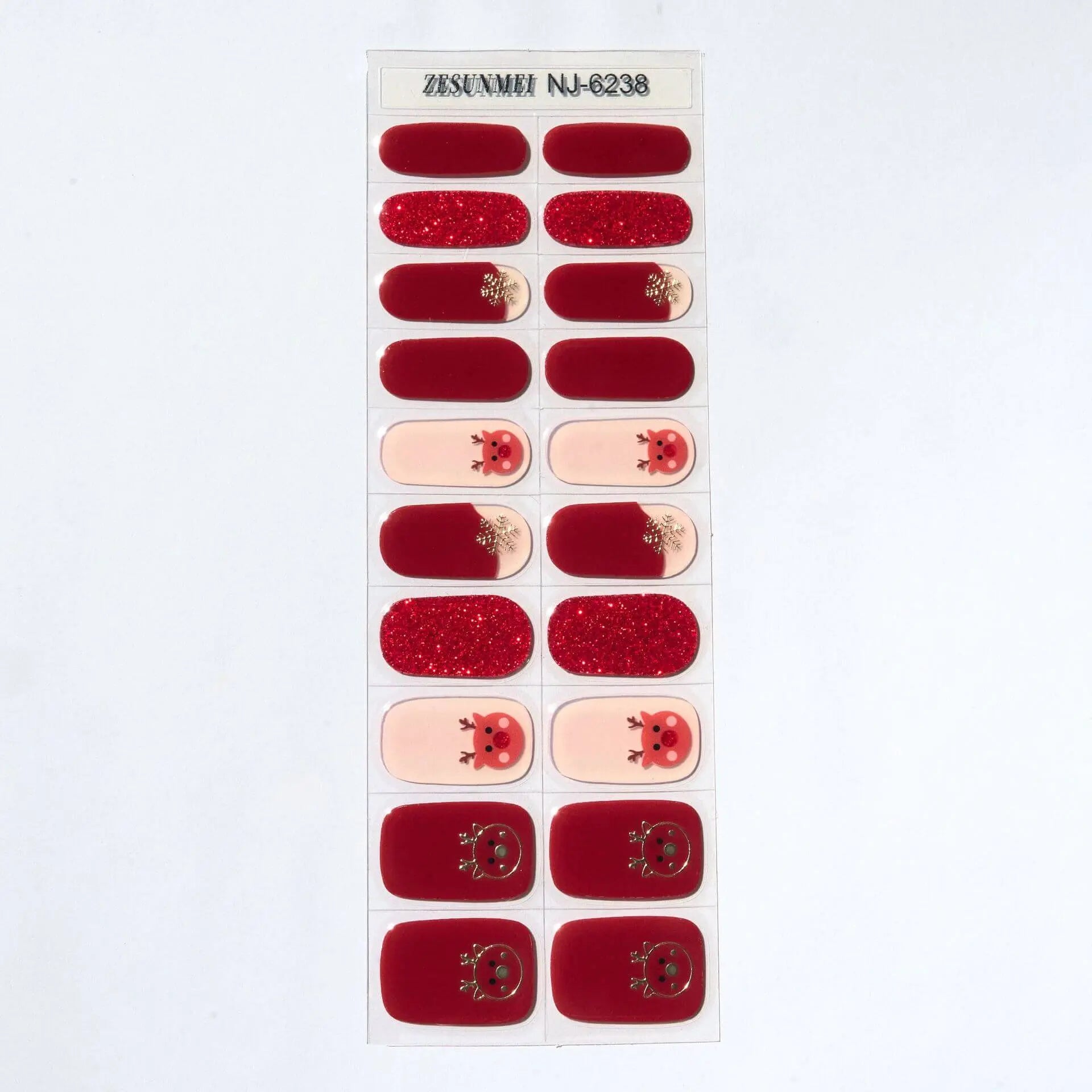 Quinnas Quinnas Classy Christmas nails Semicured Gel Nail Strips, Snowflake Nail Christmas Winter Quinnas