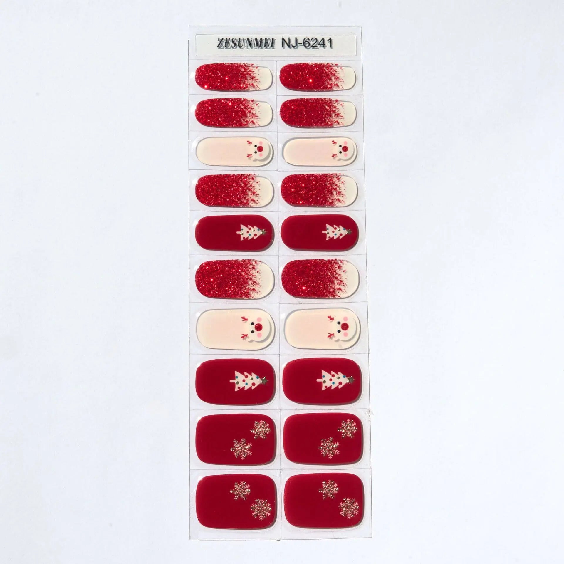 Quinnas Quinnas Classy Christmas nails Semicured Gel Nail Strips, Snowflake Nail Christmas Winter Quinnas