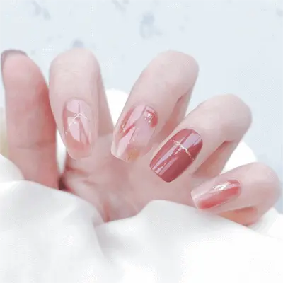 Fall Nail Inspo Watercolor Brown Nails Semi Cured Gel Nail Strips - NG200270 Quinnas