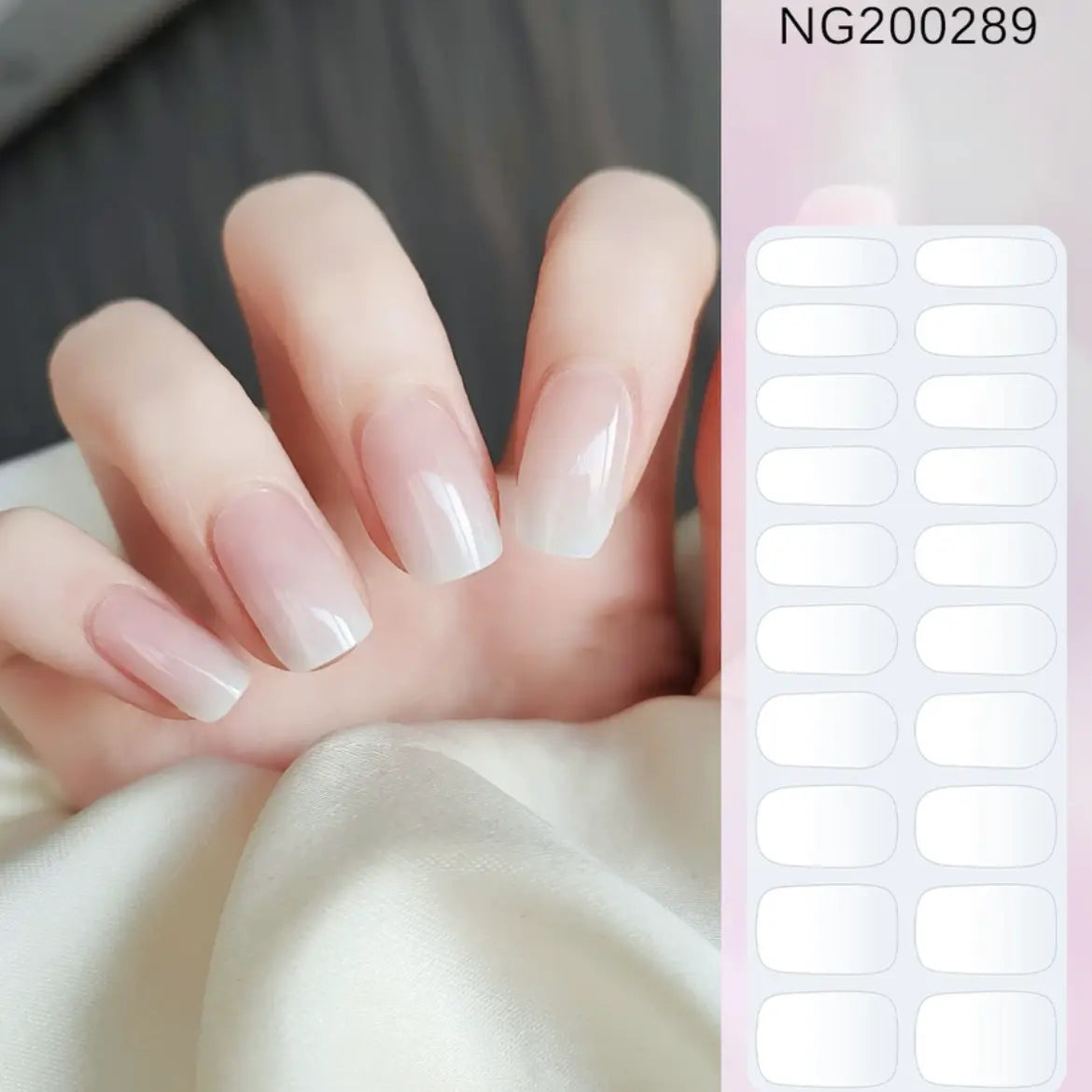 Winter White French Ombré Nails Semi Cured Gel Nail Strips - NG200289 Quinnas