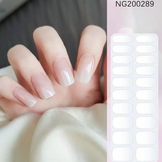 Winter White French Ombré Nails Semi Cured Gel Nail Strips - NG200289 Quinnas