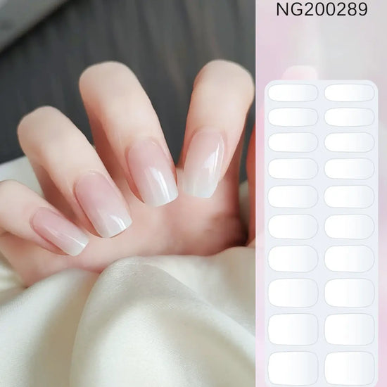 Winter White French Ombré Nails Semi Cured Gel Nail Strips - NG200289 Quinnas