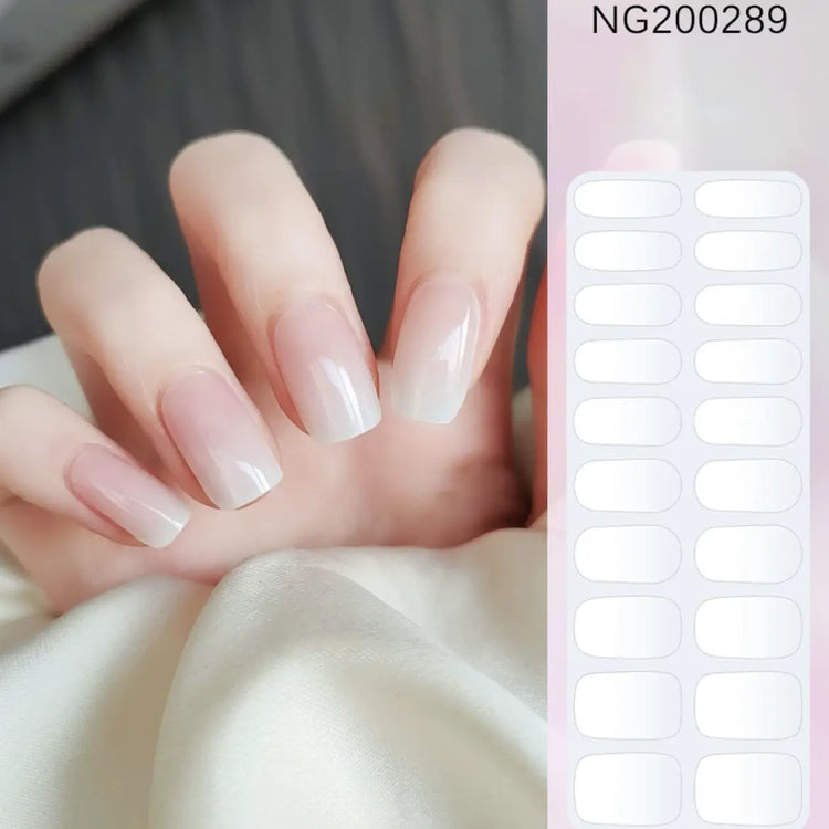 Winter White French Ombré Nails Semi Cured Gel Nail Strips - NG200289 Quinnas