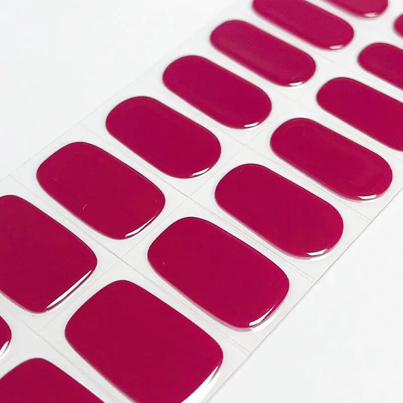 Solid Color Berry Red Gel Nail Wraps Semi Cured Gel Nail Strips - NG200315 Quinnas