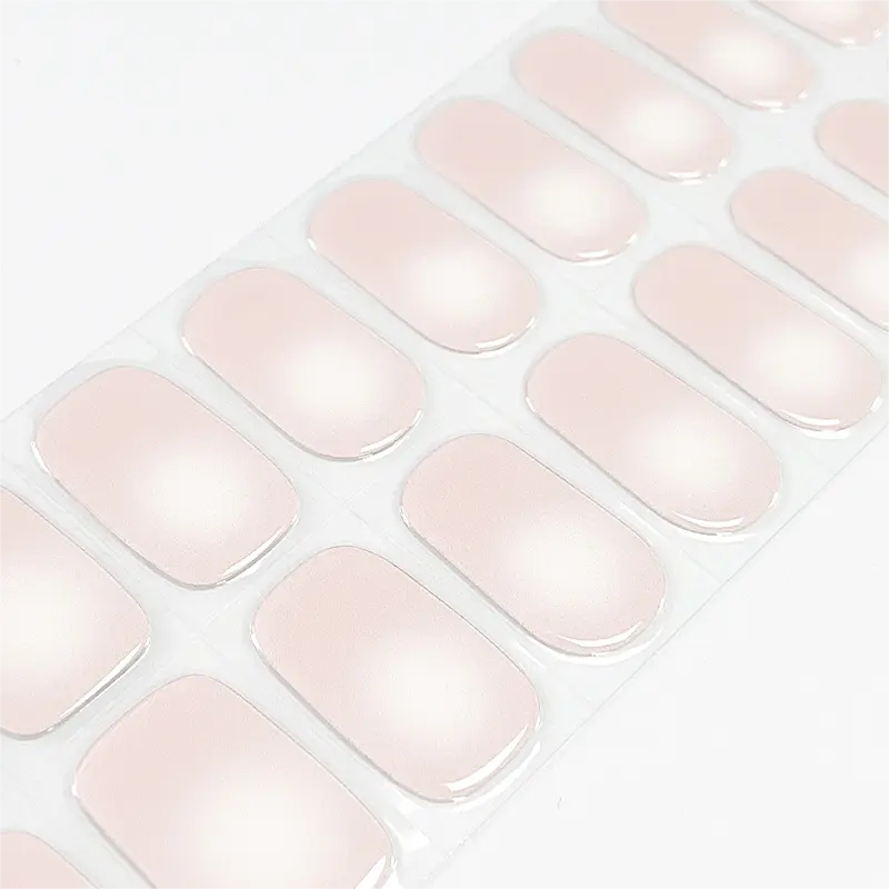 Pink And White Aura Nails Semi Cured Gel Nail Strips - NG200338 Quinnas