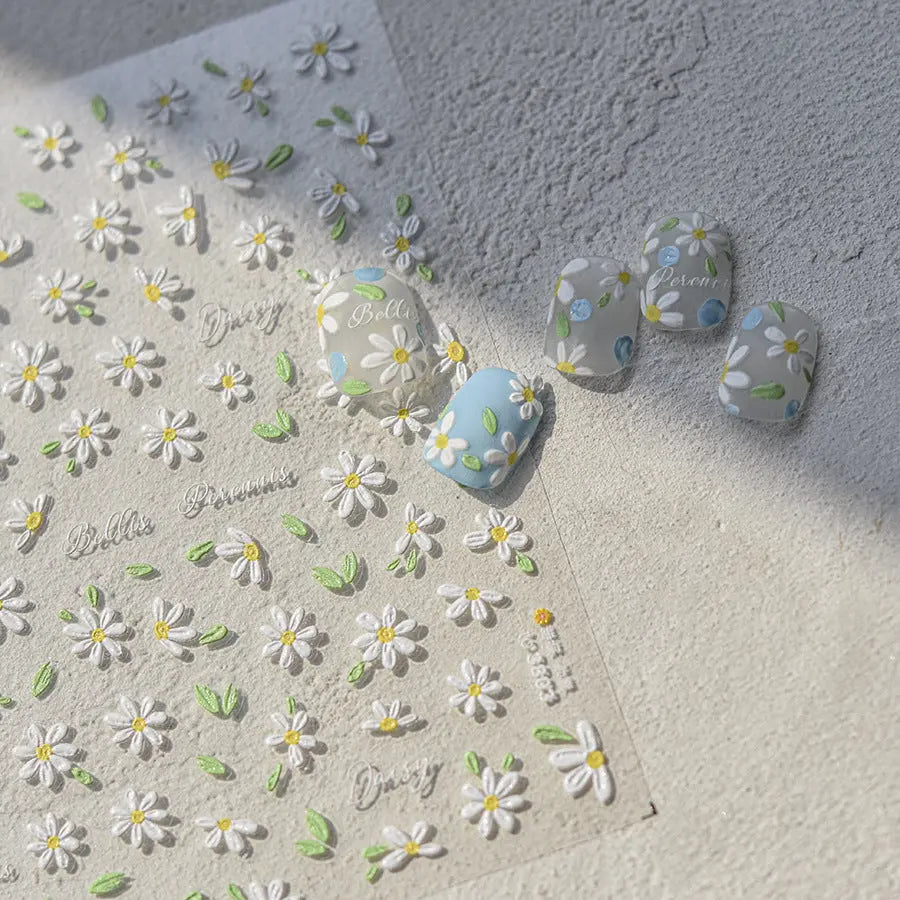 christmas nails Quinnas 5D Embossed Sakura Nail Art Decals Stickers 3D Cherry Blossom Flower Transfer Foils Summer DIY - 3803 Quinnas