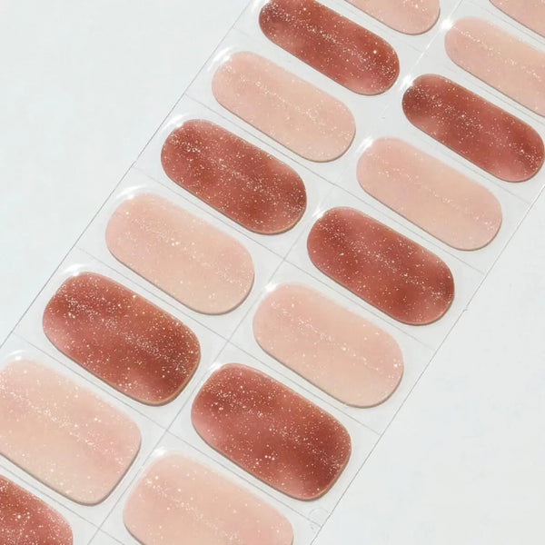 Brown Cat Eye Nails Semi Cured Gel Nail Strips