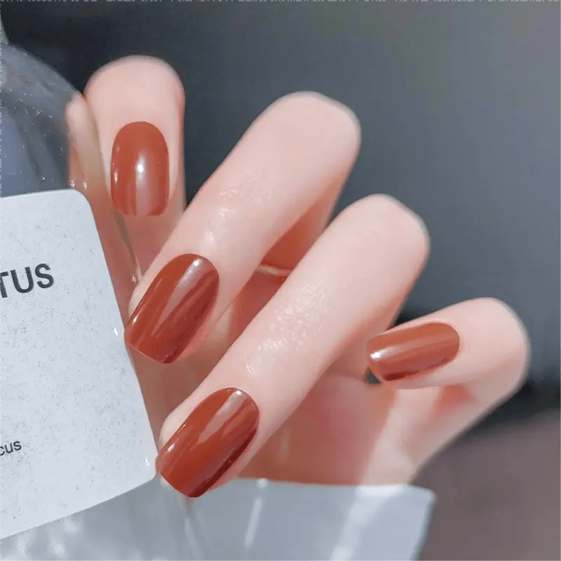 Burnt Orange Nail Designs Semi Cured Gel Nail Strips - NG200008 Quinnas