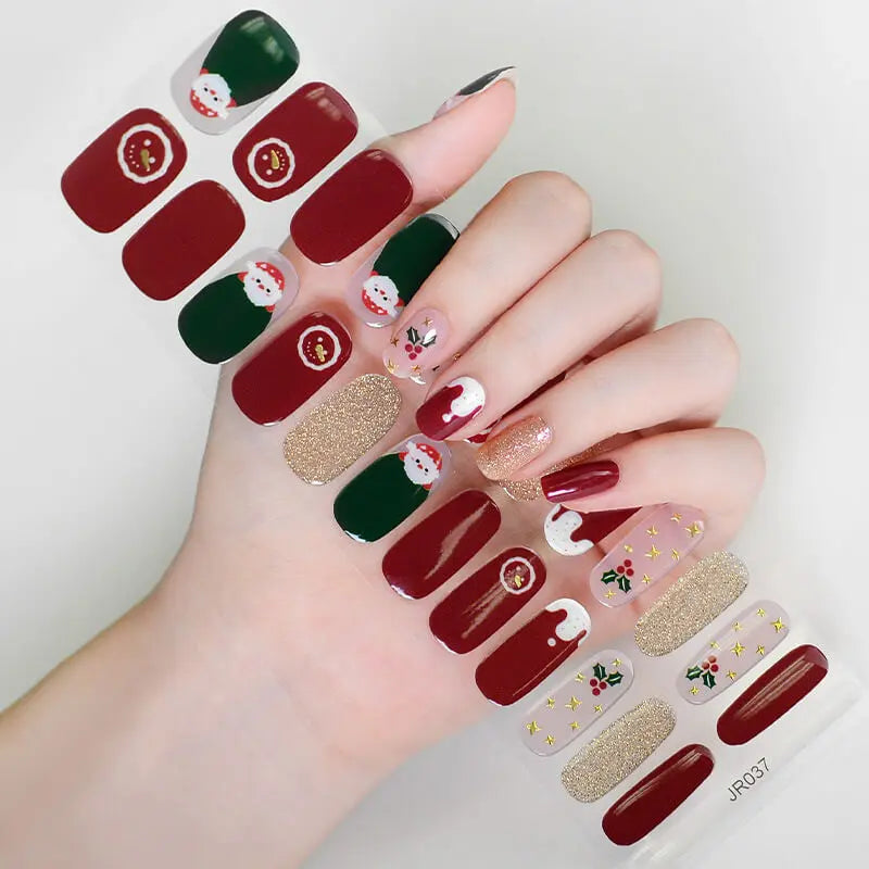 Quinnas Quinnas Classy Christmas nails Semicured Gel Nail Strips, Snowflake Nail Christmas Winter Quinnas