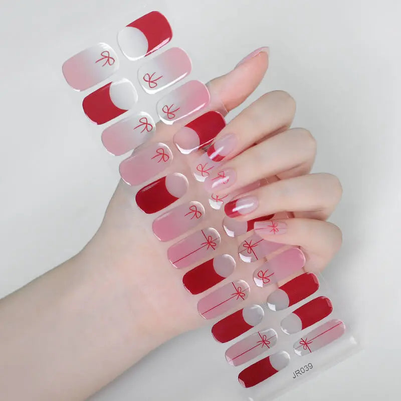 Quinnas Quinnas Classy Christmas nails Semicured Gel Nail Strips, Snowflake Nail Christmas Winter Quinnas