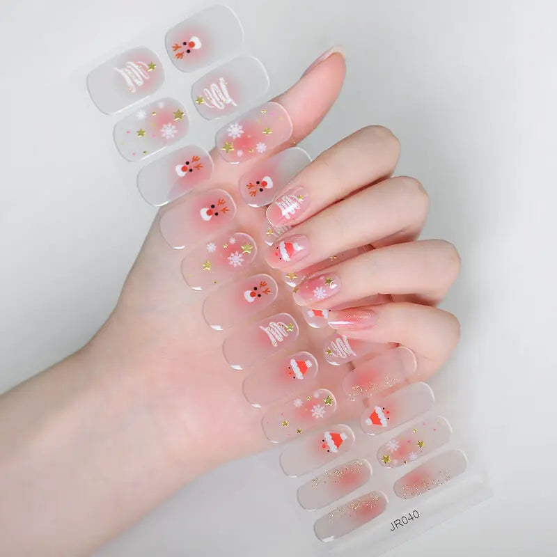 Quinnas Quinnas Classy Christmas nails Semicured Gel Nail Strips, Snowflake Nail Christmas Winter Quinnas