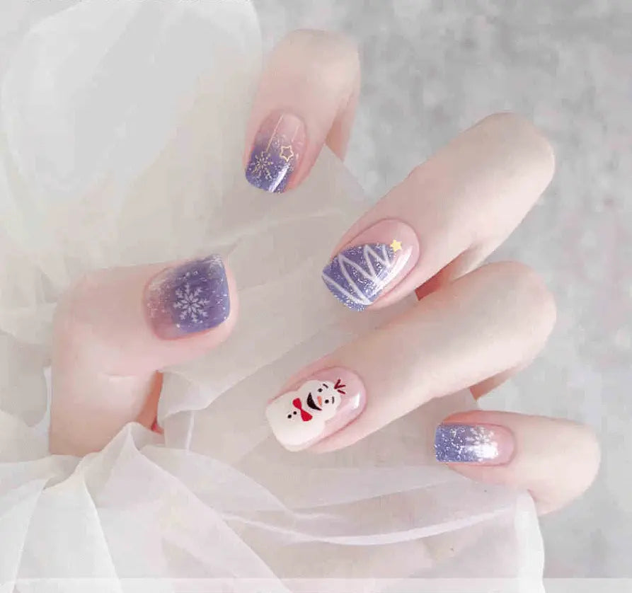 Quinnas Quinnas Classy Christmas nails Semicured Gel Nail Strips, Snowflake Nail Christmas Winter Quinnas