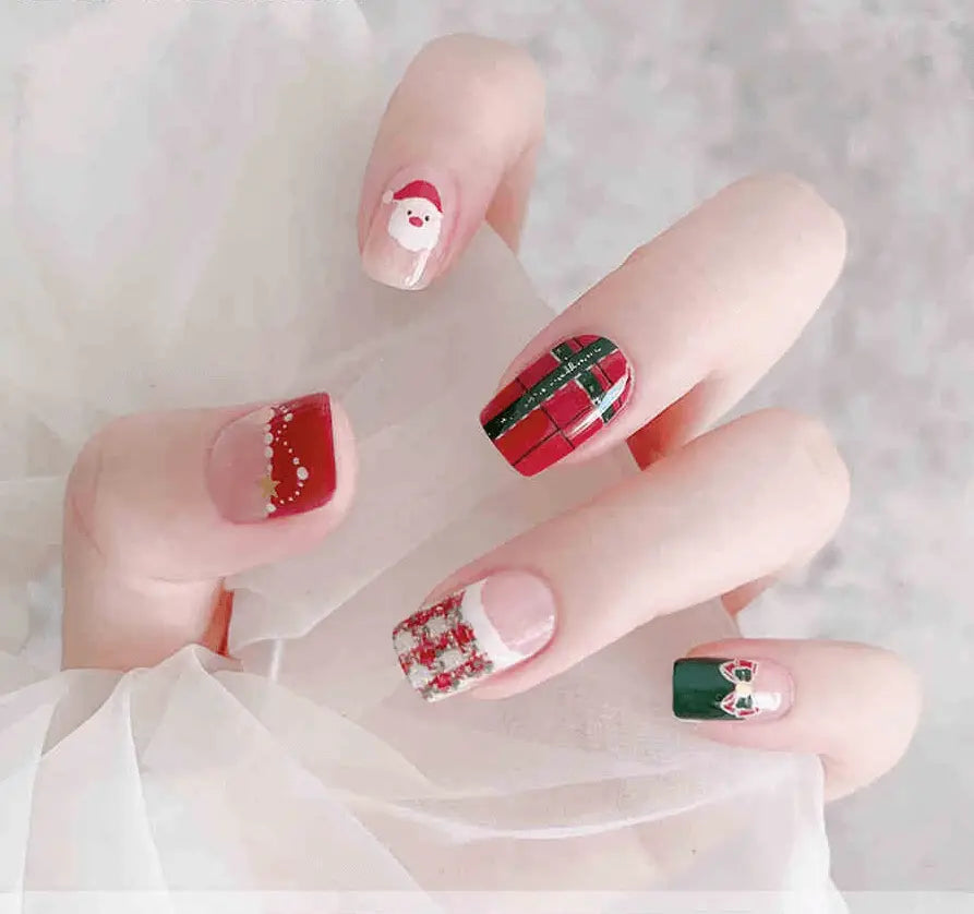 Quinnas Quinnas Classy Christmas nails Semicured Gel Nail Strips, Snowflake Nail Christmas Winter Quinnas
