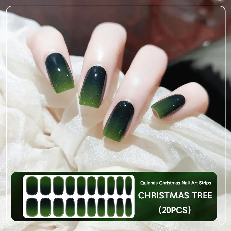 Quinnas Quinnas Classy Christmas nails Semicured Gel Nail Strips, Snowflake Nail Christmas Winter Quinnas