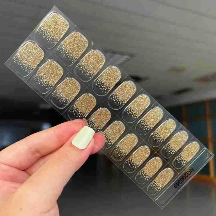 Christmas Nails Gold Glitter Ombre Nails Semi Cured Gel Nail Strips 349