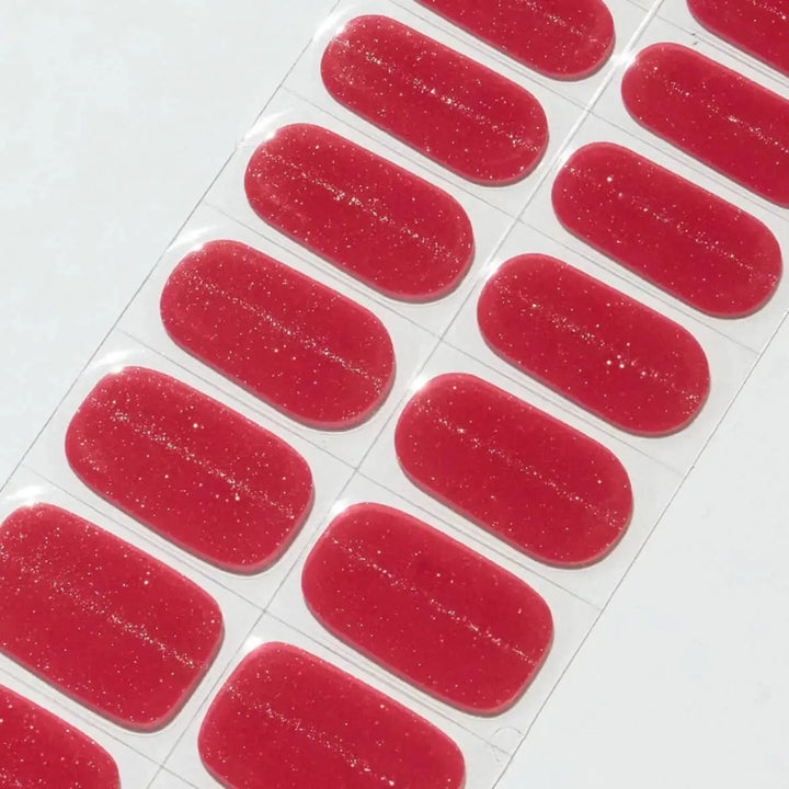 Christmas Red Cat Eye Nails Jolly Red Nails Semi Cured Gel Nail Strips