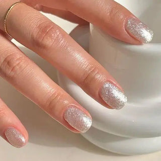 Christmas Sliver Glitter Nails Semi Cured Gel Nail Strips