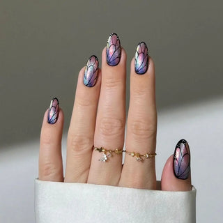 Chrome Ombre Butterfly Wings Nails Idaes Semi Cured Gel Nail Strips 