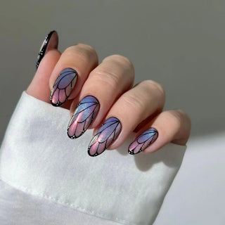 Chrome Ombre Butterfly Wings Nails Idaes Semi Cured Gel Nail Strips 1