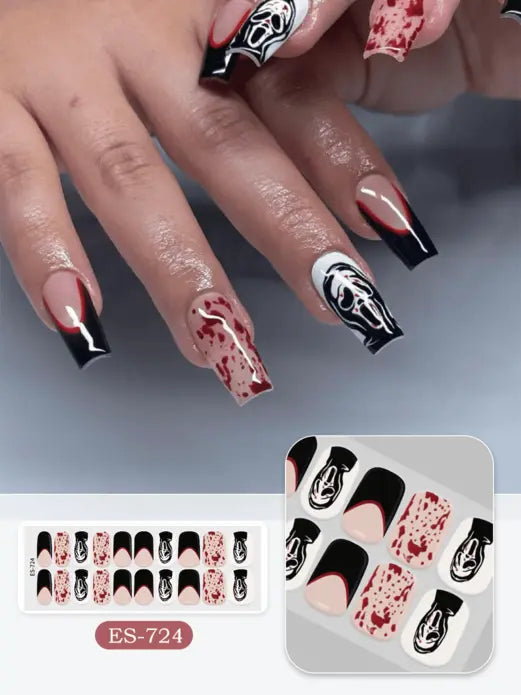 Quinnas Halloween nails, halloween nail designs, Semi-Cured Gel Nail Wraps, Halloween Semi Cured Gel Nail Strips Semi Cured Gel Nail Strips Quinnas