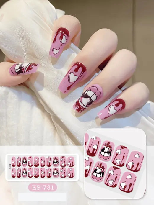 Quinnas Halloween nails, halloween nail designs, Semi-Cured Gel Nail Wraps, Halloween Semi Cured Gel Nail Strips Semi Cured Gel Nail Strips Quinnas