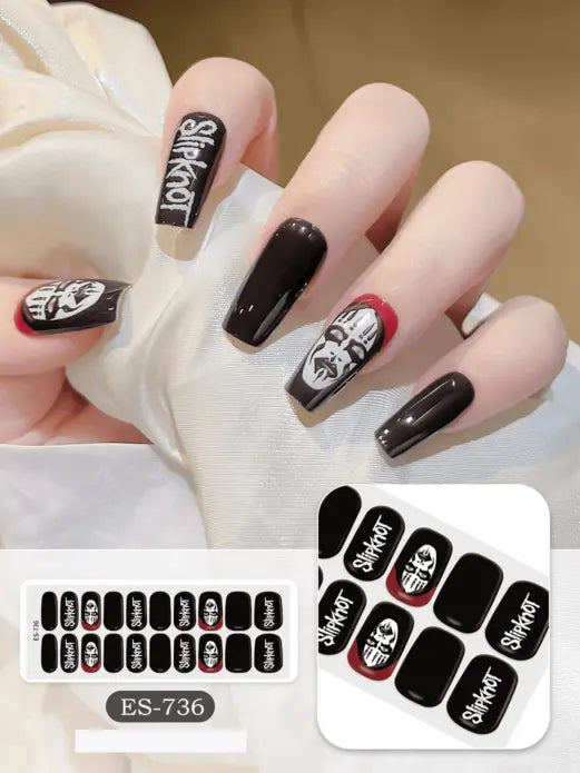 Quinnas Halloween nails, halloween nail designs, Semi-Cured Gel Nail Wraps, Halloween Semi Cured Gel Nail Strips Semi Cured Gel Nail Strips Quinnas