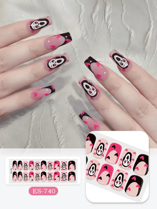 Quinnas Halloween nails, halloween nail designs, Semi-Cured Gel Nail Wraps, Halloween Semi Cured Gel Nail Strips Semi Cured Gel Nail Strips Quinnas