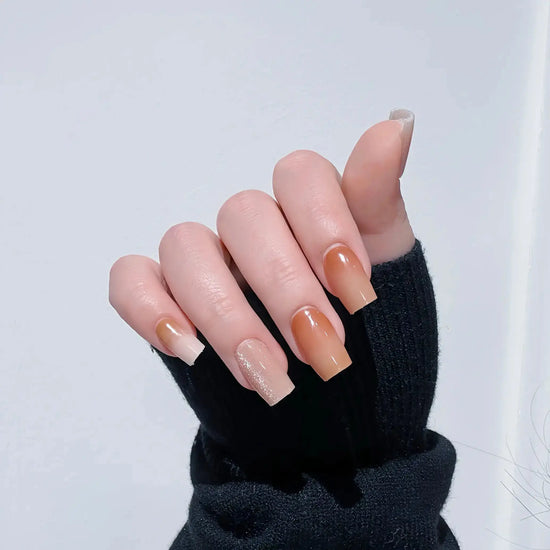 Fall Nail ideas Mismatched Ombre Nails Glitter Ombré Nail Designs Semi Cured Gel Nail Strips - MGHZ987