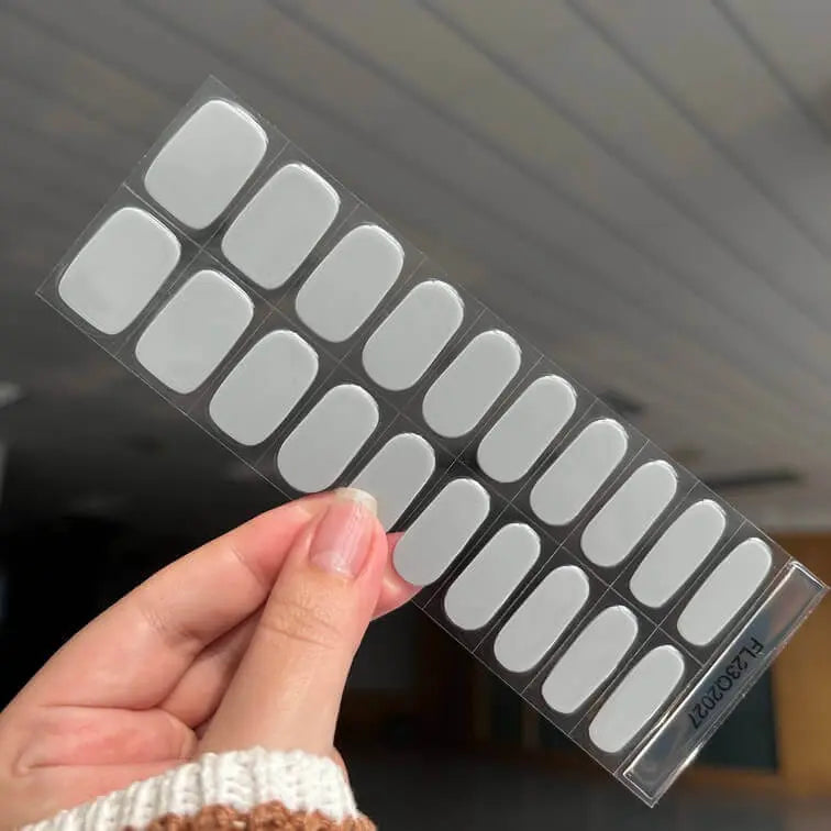 Classic Glossy Solid Gray Nails Semi Cured Gel Nail Strips - FL23Q2027 Quinnas