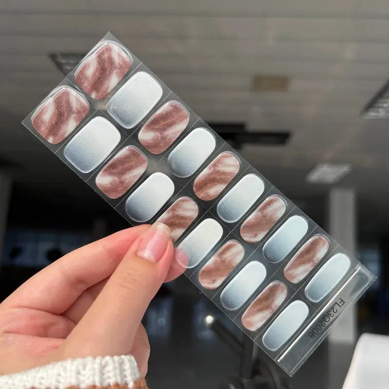 Fall Nail Ideas Unique Shiny Ombre Nails Semi Cured Gel Nail Strips - FL23Q2008 Quinnas