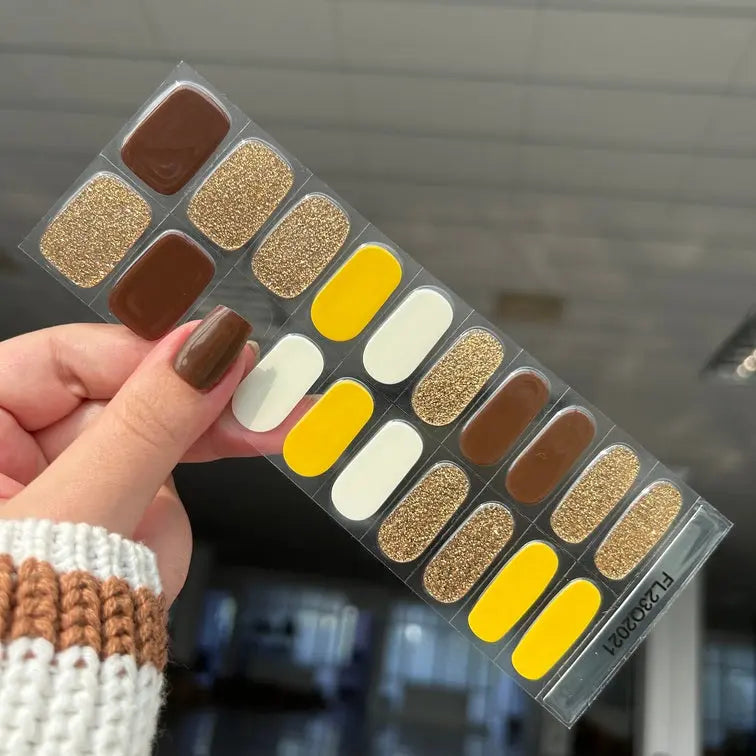 Mix Brown Nails (Brown&white&sparkly) Semi Cured Gel Nail Strips - FL23Q2021 Quinnas