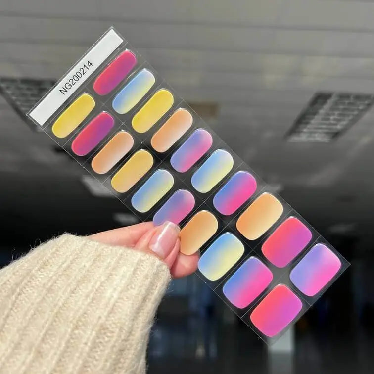 Spring Summer Nail Design Chromatic Rainbow Gradient Nail Semi Cured Gel Nail Strips - NG200214 Quinnas