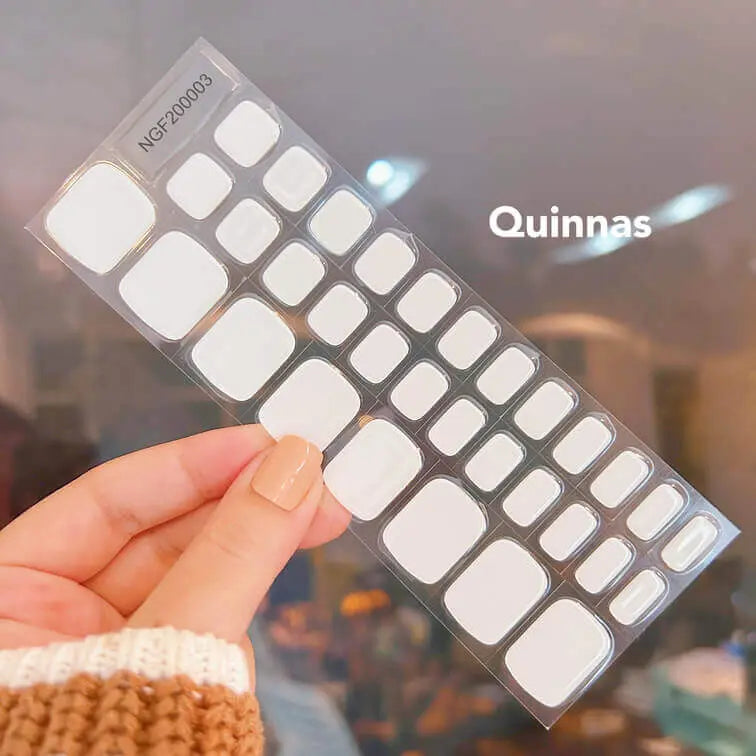 Summer Pedicure Classic White Toe Nails Semi Cured Gel Nail Strips - NGF200003 Quinnas