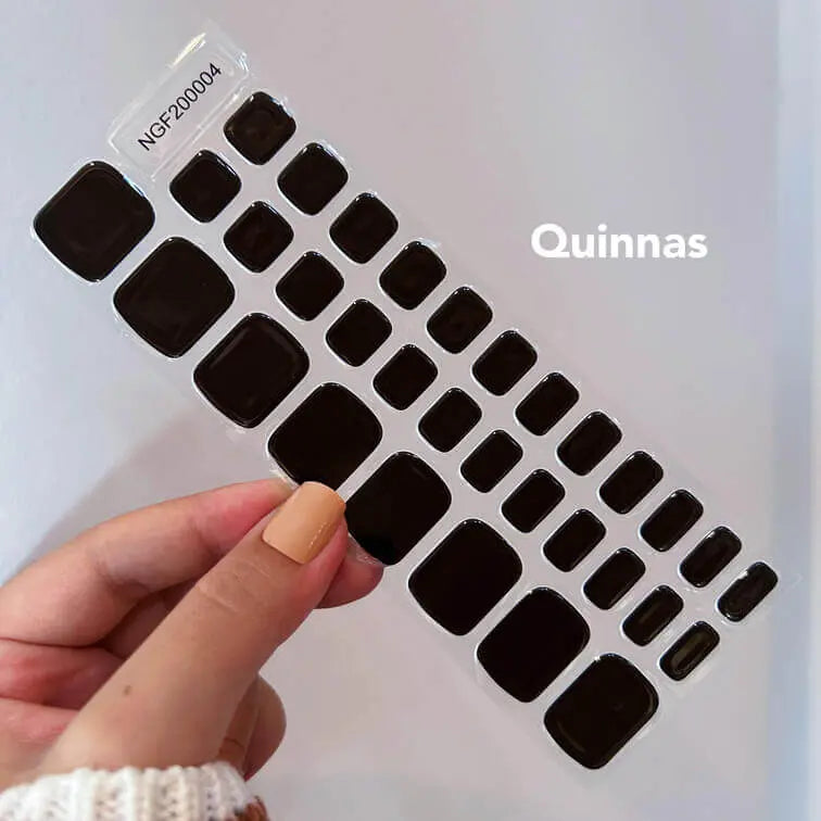 Summer Toenails Glossy Black Toes Nails Semi Cured Gel Nail Strips - NGF200004 Quinnas