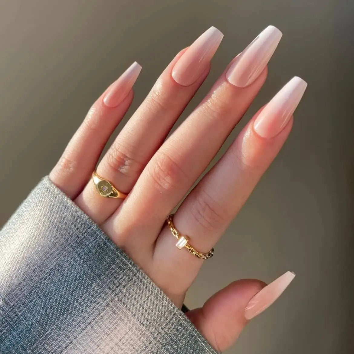 Classic Nude French Ombré Nail Designs Semi Cured Gel Nail Strips - NG200120 Quinnas